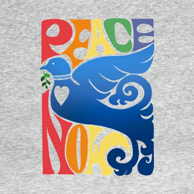 Peace Now Dove And Vintage Rainbow Hippie Design by LittleBunnySunshine